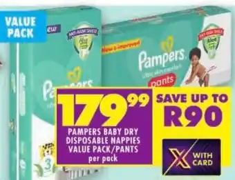 Shoprite Pampers baby dry disposable nappies value pack/ pants offer