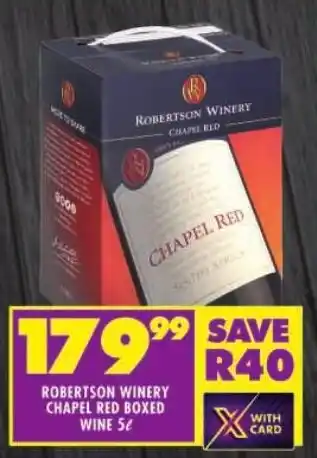 Shoprite Robertson winery chapel red boxed wine offer