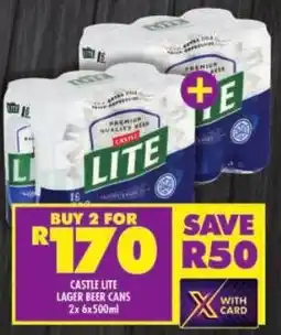 Shoprite Castle lite lager beer cans offer
