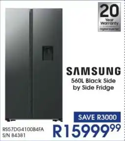 Hirsch's SAMSUNG Black Side by Side Fridge offer