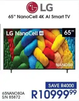 Hirsch's LG 65" NanoCell 4K AI Smart TV offer
