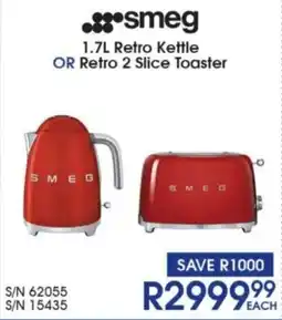Hirsch's Smeg Retro Kettle OR Retro 2 Slice Toaster offer