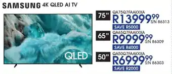 Hirsch's SAMSUNG 75" 4K QLED AI TV offer