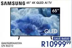 Hirsch's SAMSUNG 65" 4K QLED AI TV offer
