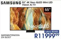 Hirsch's SAMSUNG 55" 4K Neo QLED Mini LED Vision AI TV offer