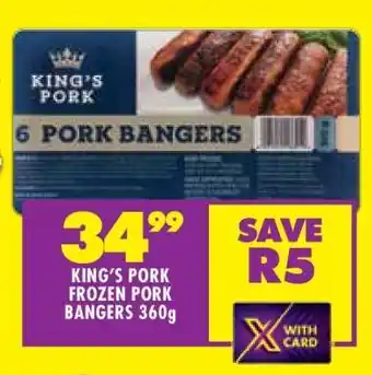 Shoprite KING’S PORK FROZEN PORK BANGERS 360g offer