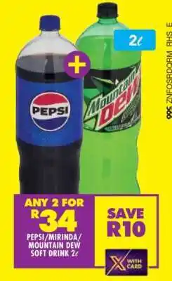 Shoprite PEPSI/MIRINDA/MOUNTAIN DEW SOFT DRINK 2L offer
