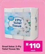 Game Great Value 2 Ply Toilet Tissur-18s Each offer