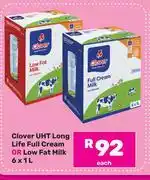 Game Clover UHT Long Life Full Cream Or Low Fat Milk-6 x 1L offer
