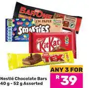 Game Nestle Chocolate Bars Assorted-For 3 x 40g-52g offer