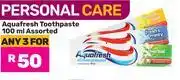 Game Aquafresh Toothpaste Assorted-For Any 3 x 100ml offer