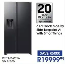 Hirsch's SAMSUNG Black Side By Side Bespoke AI With SmartThings offer