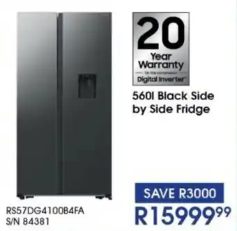 Hirsch's SAMSUNG Black Side by Side Fridge offer