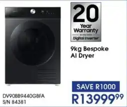 Hirsch's SAMSUNG Bespoke AI Dryer offer