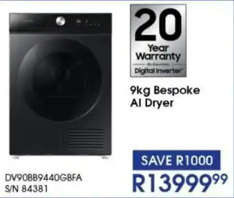 Hirsch's SAMSUNG Bespoke AI Dryer offer