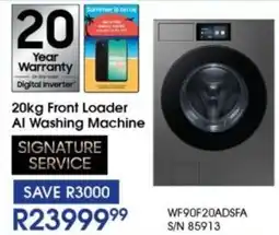 Hirsch's SAMSUNG Front Loader AI Washing Machine offer