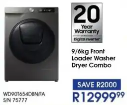 Hirsch's SAMSUNG Front Loader Washer Dryer Combo offer