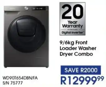 Hirsch's SAMSUNG Front Loader Washer Dryer Combo offer