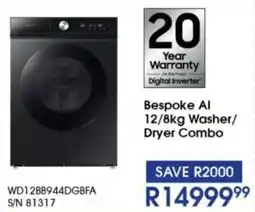 Hirsch's SAMSUNG Bespoke AI Washer/ Dryer Combo offer