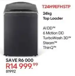 Hirsch's LG Top Loader Washing Machine offer
