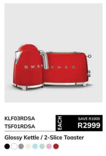 Hirsch's Smeg Glossy Kettle/ 2-Slice Toaster offer