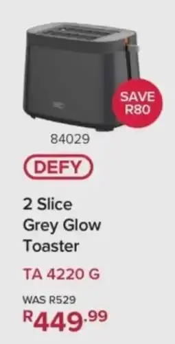 Hirsch's Defy 2 Slice Grey Glow Toaster offer