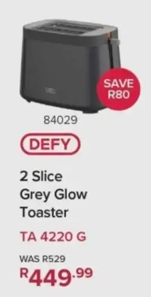 Hirsch's Defy 2 Slice Grey Glow Toaster offer