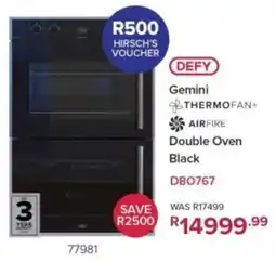 Hirsch's Defy Gemini Double Oven Black offer