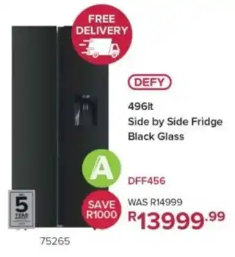 Hirsch's Defy Side by Side Fridge Black Glass offer