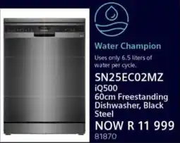 Hirsch's Siemens iQ500 60cm Freestanding Dishwasher, Black Steel offer