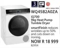 Hirsch's Siemens iQ700 Heat Pump Tumble Dryer offer