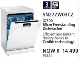 Hirsch's Siemens iQ700 60cm Freestanding Dishwasher offer