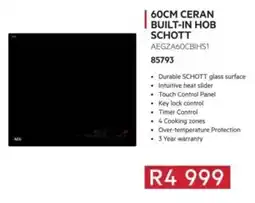 Hirsch's AEG 60cm ceran built-in hob schott offer