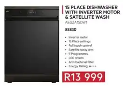 Hirsch's AEG 15 place dishwasher with inverter motor & satellite wash offer