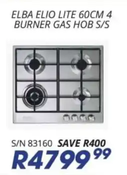 Hirsch's Elba elio lite 60cm 4 burner gas hob offer