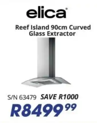 Hirsch's ELBA Elica Reef Island 90cm Curved Glass Extractor offer