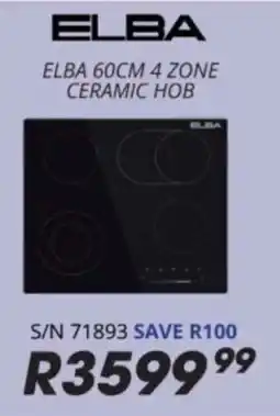 Hirsch's Elba 60cm 4 zone ceramic hob offer