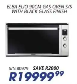 Hirsch's Elba elio 90cm gas oven s/s with black glass finish offer