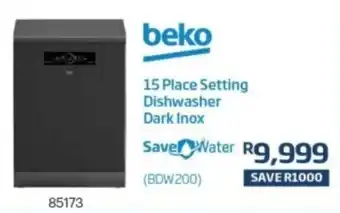 Hirsch's Beko 15 Place Setting Dishwasher Dark Inox offer