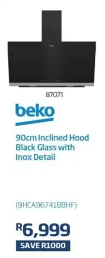 Hirsch's Beko 90cm Inclined Hood Black Glass with Inox Detail offer