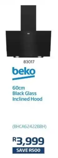 Hirsch's Beko 60cm Black Glass Inclined Hood offer