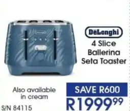 Hirsch's DeLonghi 4 Slice Ballerina Seta Toaster offer