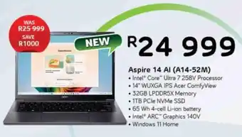 Computer Mania Acer Aspire 14 AI Intel Core Ultra 7 258V Processor offer