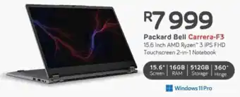 Computer Mania Packard Bell Carrera-F3 15.6 Inch AMD Ryzen 3 IPS FHD Touchscreen 2-in-1 Notebook offer