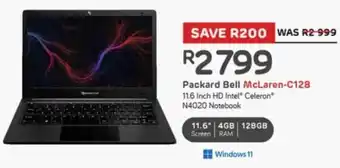 Computer Mania Packard Bell McLaren-C128 11.6 Inch HD Intel Celeron N4020 Notebook offer