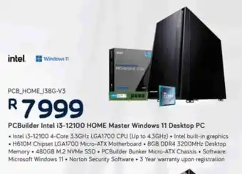 Computer Mania PCBuilder Intel i3-12100 HOME Master Windows 11 Desktop PC offer