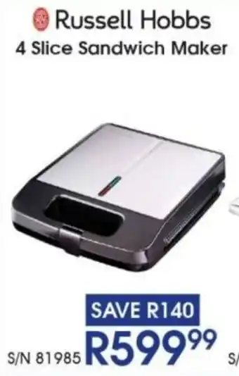 Hirsch's Russell Hobbs 4 Slice Sandwich Maker offer