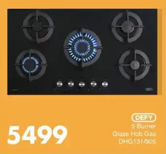 Save Hyper Defy 5 Burner Glass Hob Gas offer