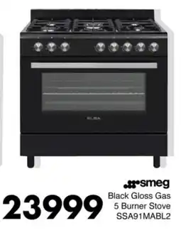 Save Hyper Smeg Black Gloss Gas 5 Burner Stove offer