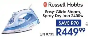 Hirsch's Russell Hobbs Easy-Glide Steam, Spray Dry Iron 2400w offer